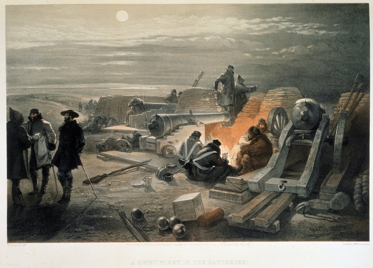 Uma noite tranquila nas baterias, 1855 de William Crimea Simpson