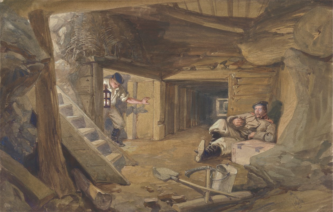 Mina no Bastion du Mat, Sebastopol, Crimea de William Simpson