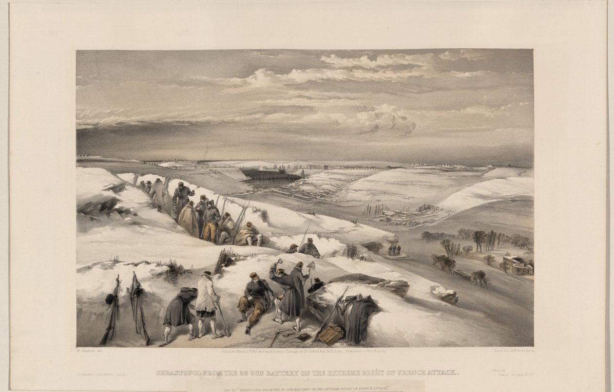 Sebastopol da bateria de 26 canhões, 1855 de William Crimea Simpson