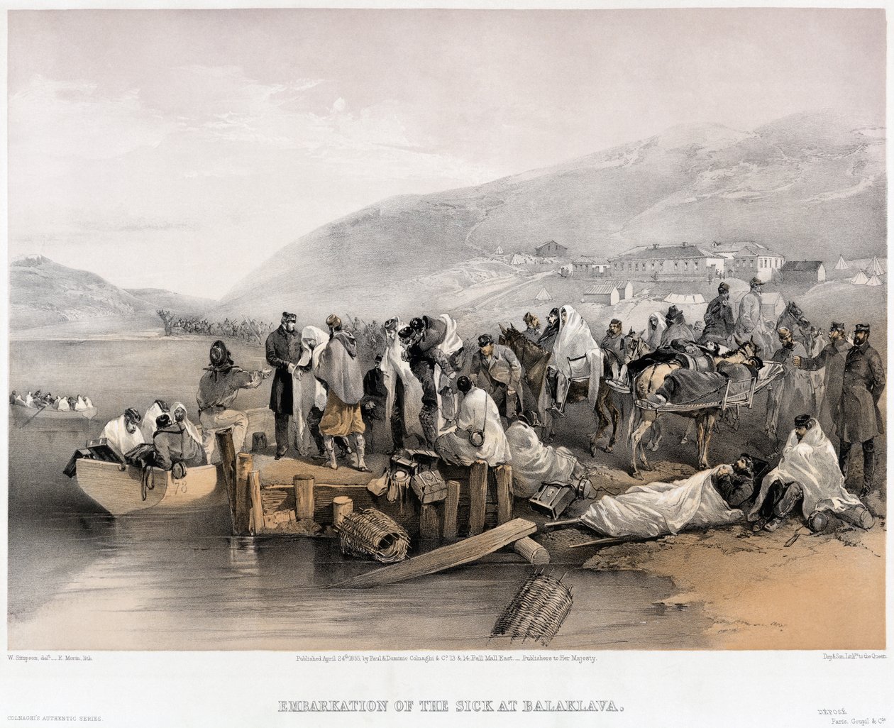 O embarque dos doentes em Balaklava, 1855 de William Crimea Simpson