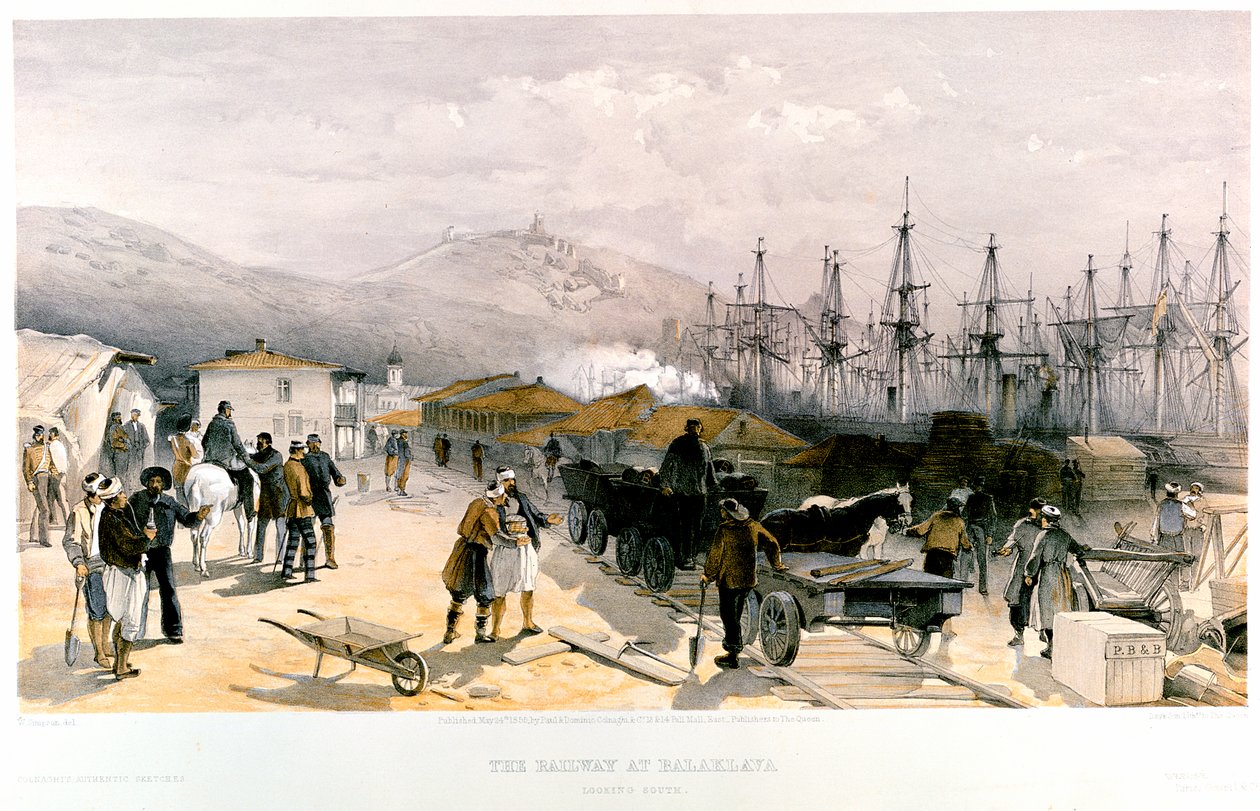 A estrada de ferro em Balaklava, 1855-1856 de William Crimea Simpson