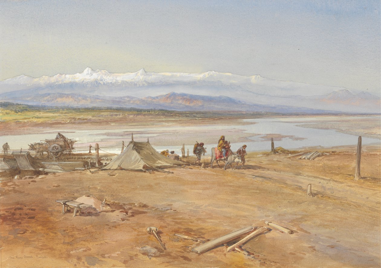 O rio Chenab, Punjab de William Simpson