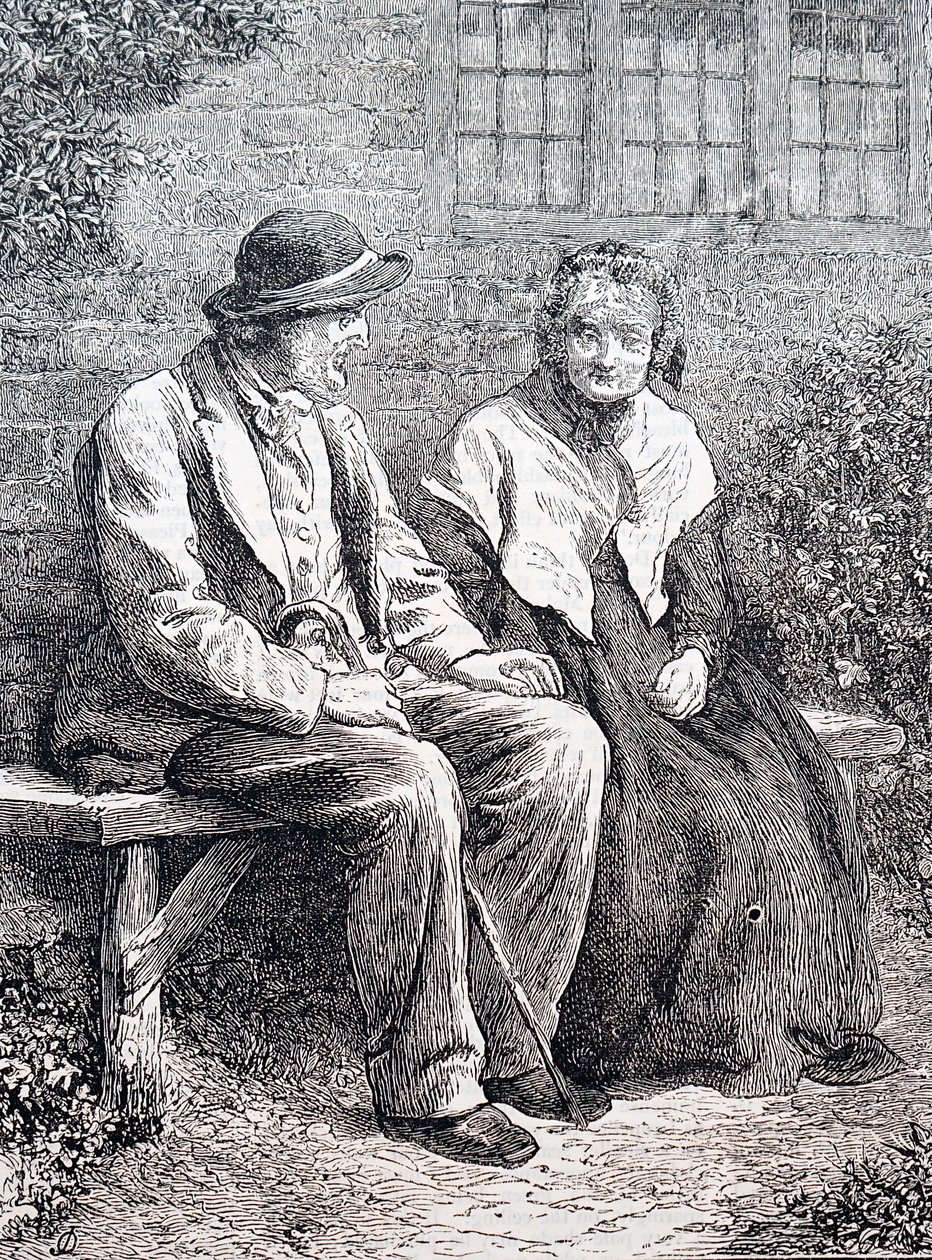 Um casal de idosos. Por William Small (1843-1929), um ilustrador inglês. 1880 (gravura) de William Small
