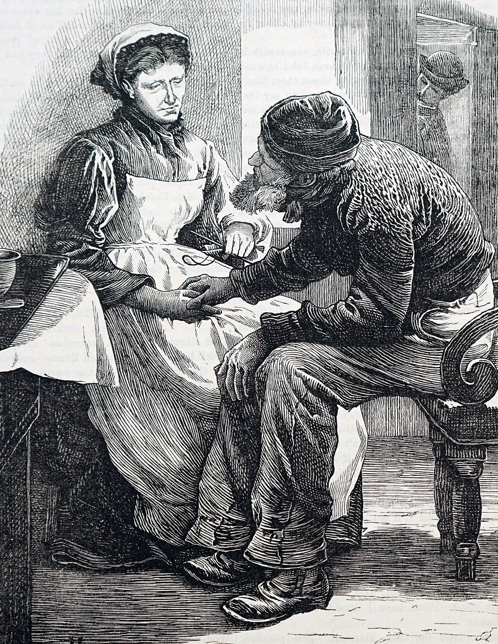 Um casal de idosos. Por William Small (1843-1929), um ilustrador inglês. 1880 (gravura) de William Small