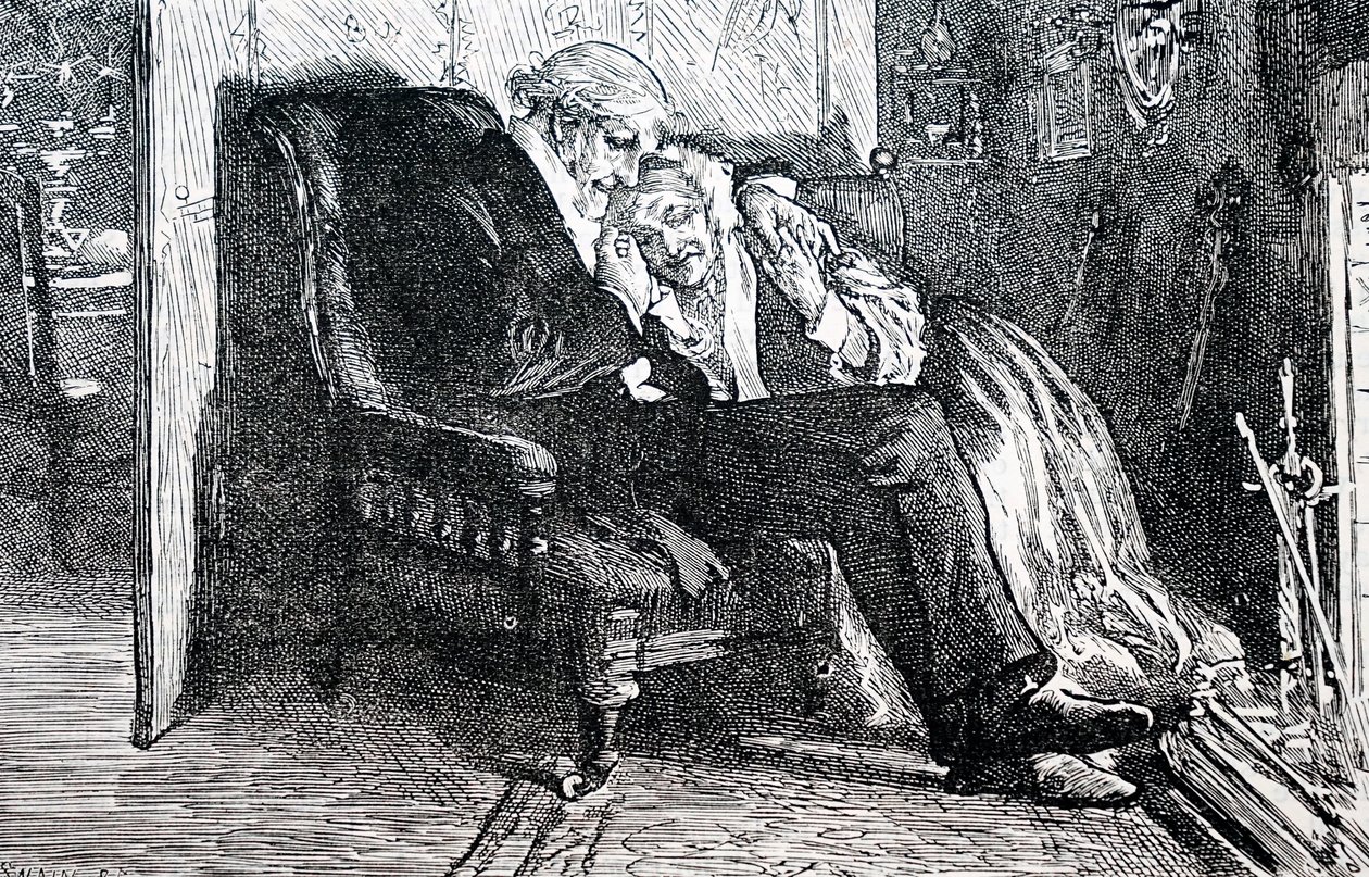 Um casal de idosos. Por William Small (1843-1929), um ilustrador inglês. 1880 (gravura) de William Small
