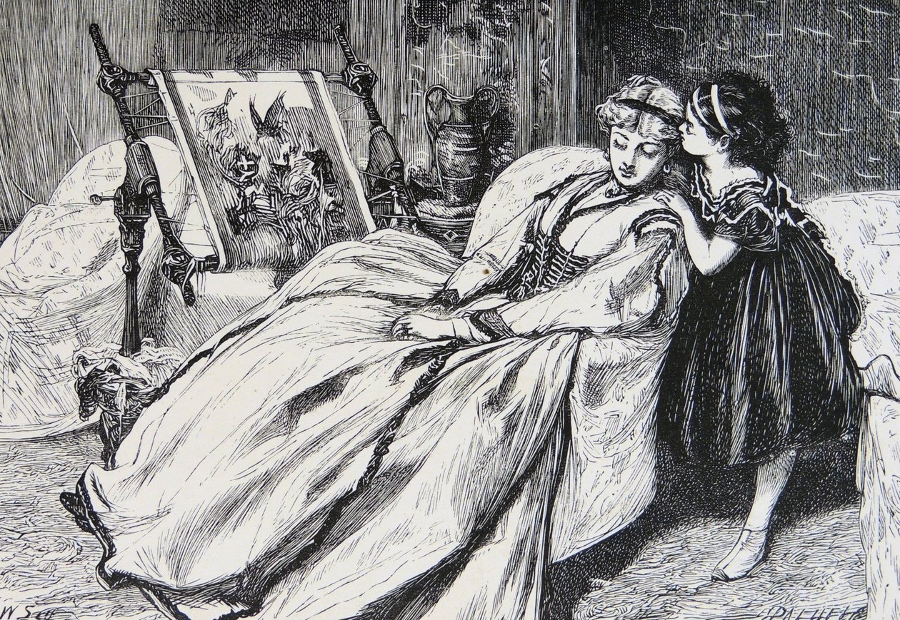 Mãe a trabalhar num pedaço de agulha de William Small
