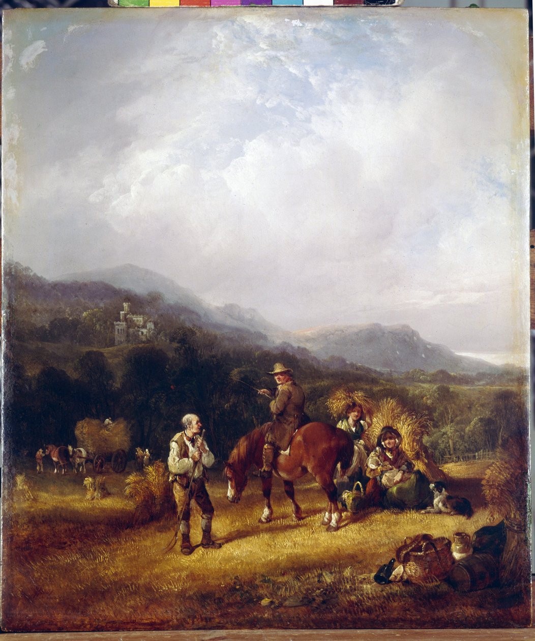 Colheita de trigo. Obra de William I Shayer (1788-1879), óleo sobre papelão. Arte inglesa do século XIX, paisagem, cena de gênero. State Hermitage, São Petersburgo. de William Snr. Shayer