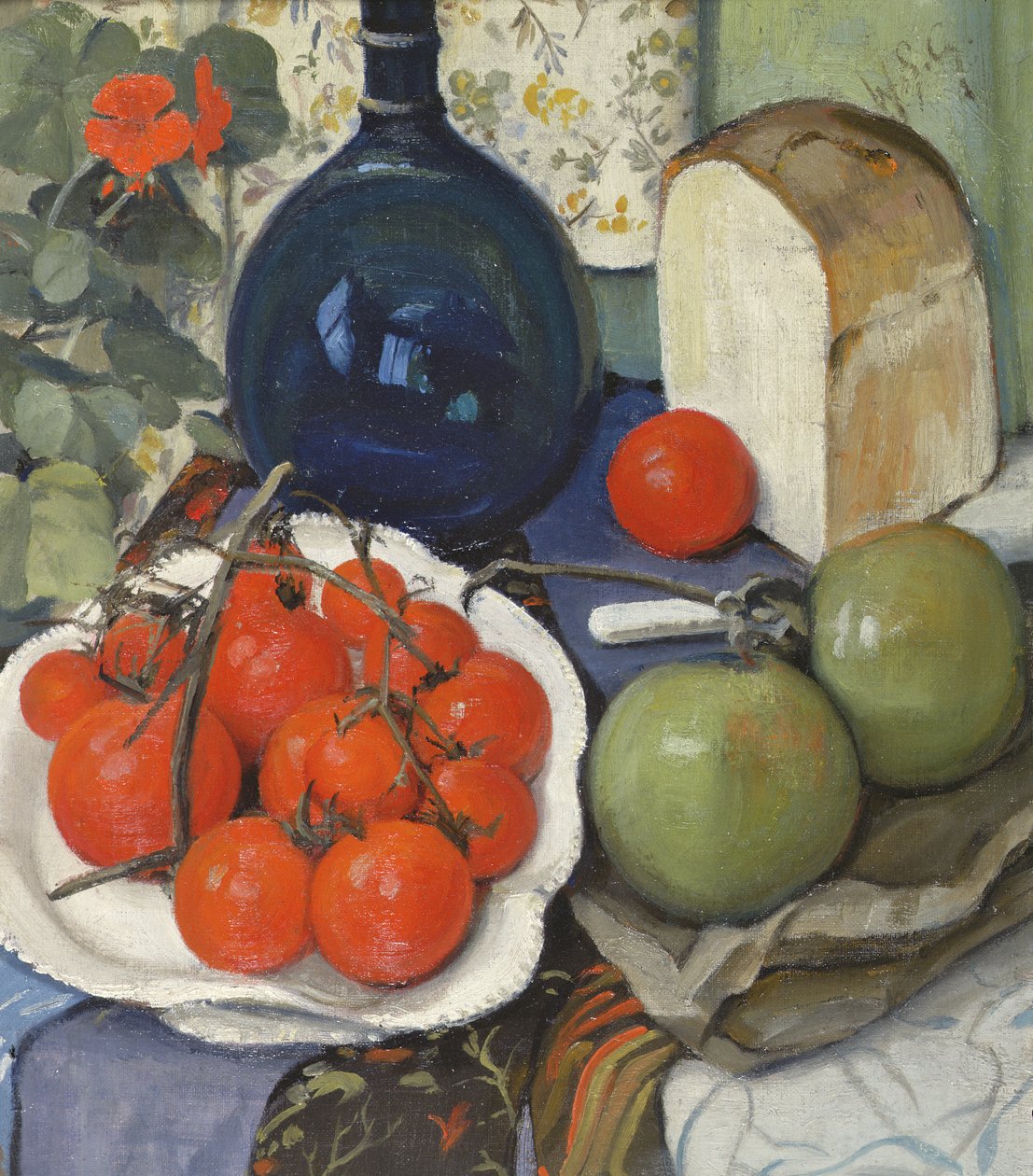 Natureza morta com tomates e maçãs (óleo sobre tela) de William Somerville Shanks