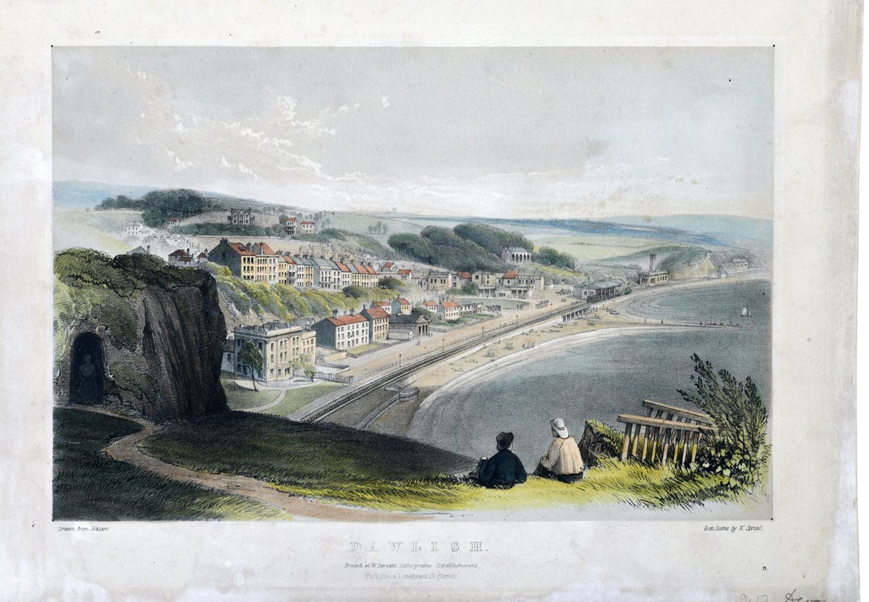 Dawlish c1845 (litografia colorida à mão sobre papel) de William Spreat
