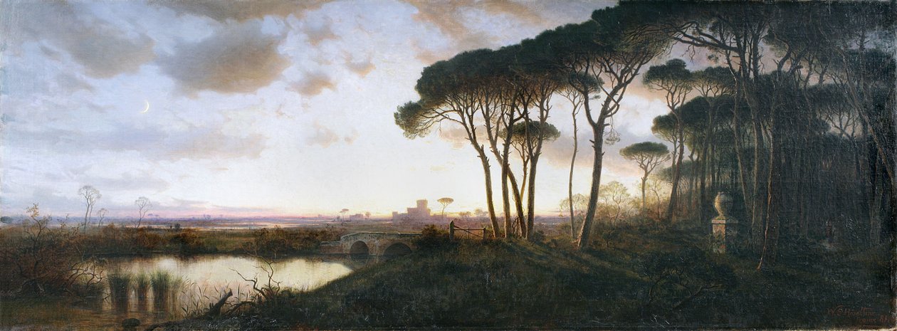 Castelo de Ostia visto da floresta de pinheiros de Castel Fusano, 1881 de William Stanley Haseltine
