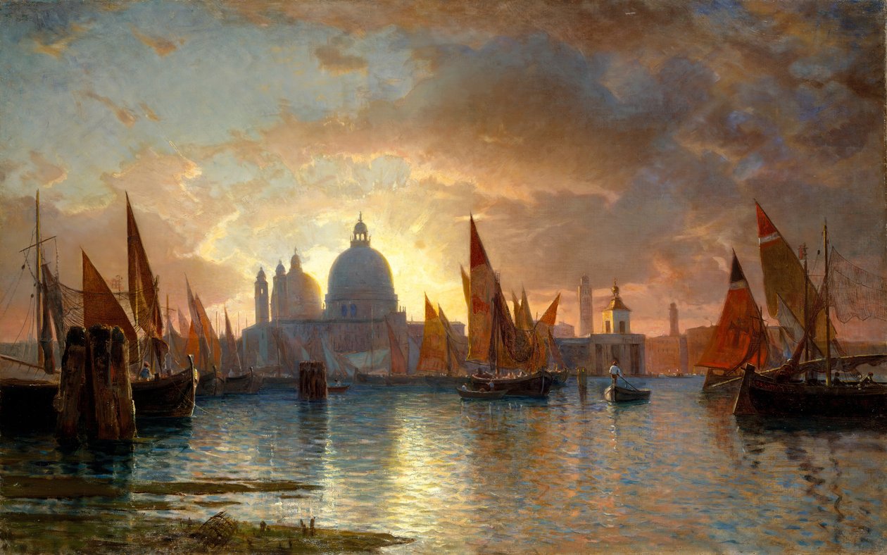 Santa Maria della Salute, pôr do sol, 1870-85. de William Stanley Haseltine