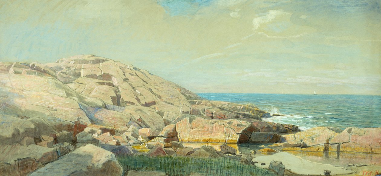 The Maine Coast at Sunset (suportes mistos em papel) de William Stanley Haseltine