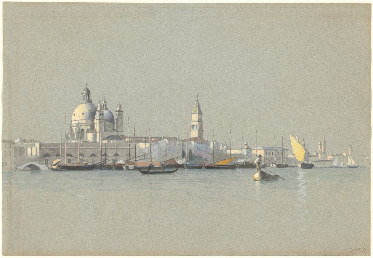 Vista através do Canal Giudecca em direção à Salute e ao Campanile de San Marco de William Stanley Haseltine