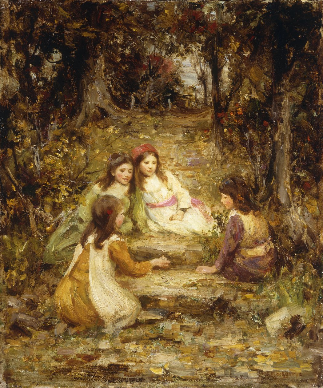 Crianças em um pomar (óleo sobre tela) de William Stewart MacGeorge