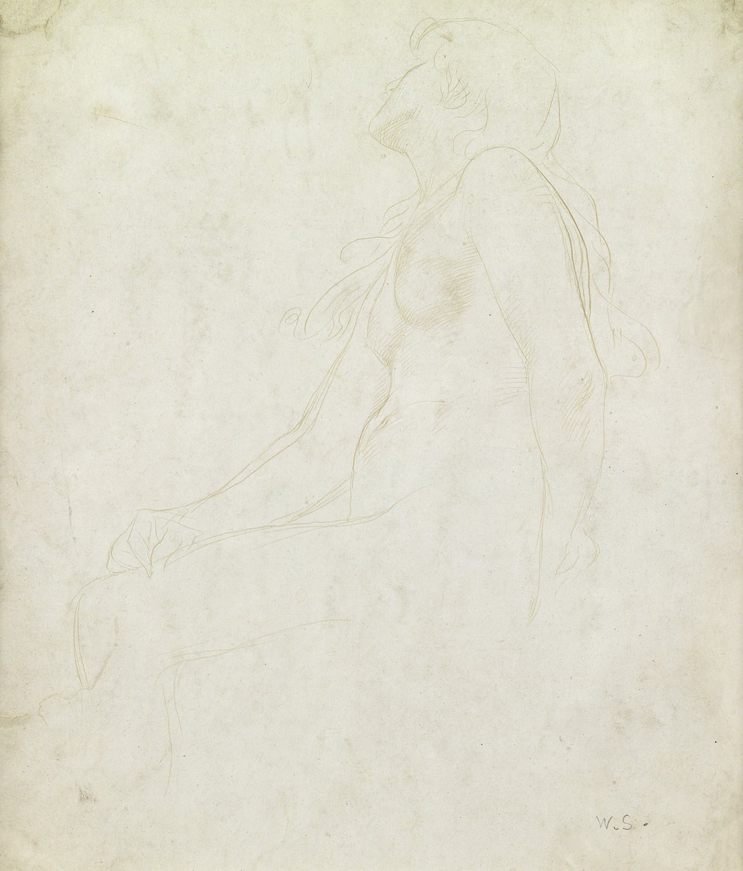Estudo de um nu (goldpoint no papel) de William Strang