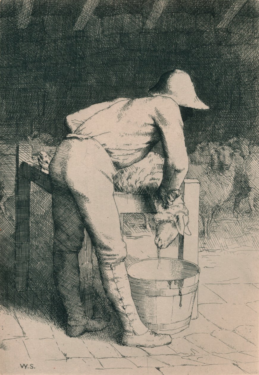 O açougueiro e as ovelhas, c1916 de William Strang
