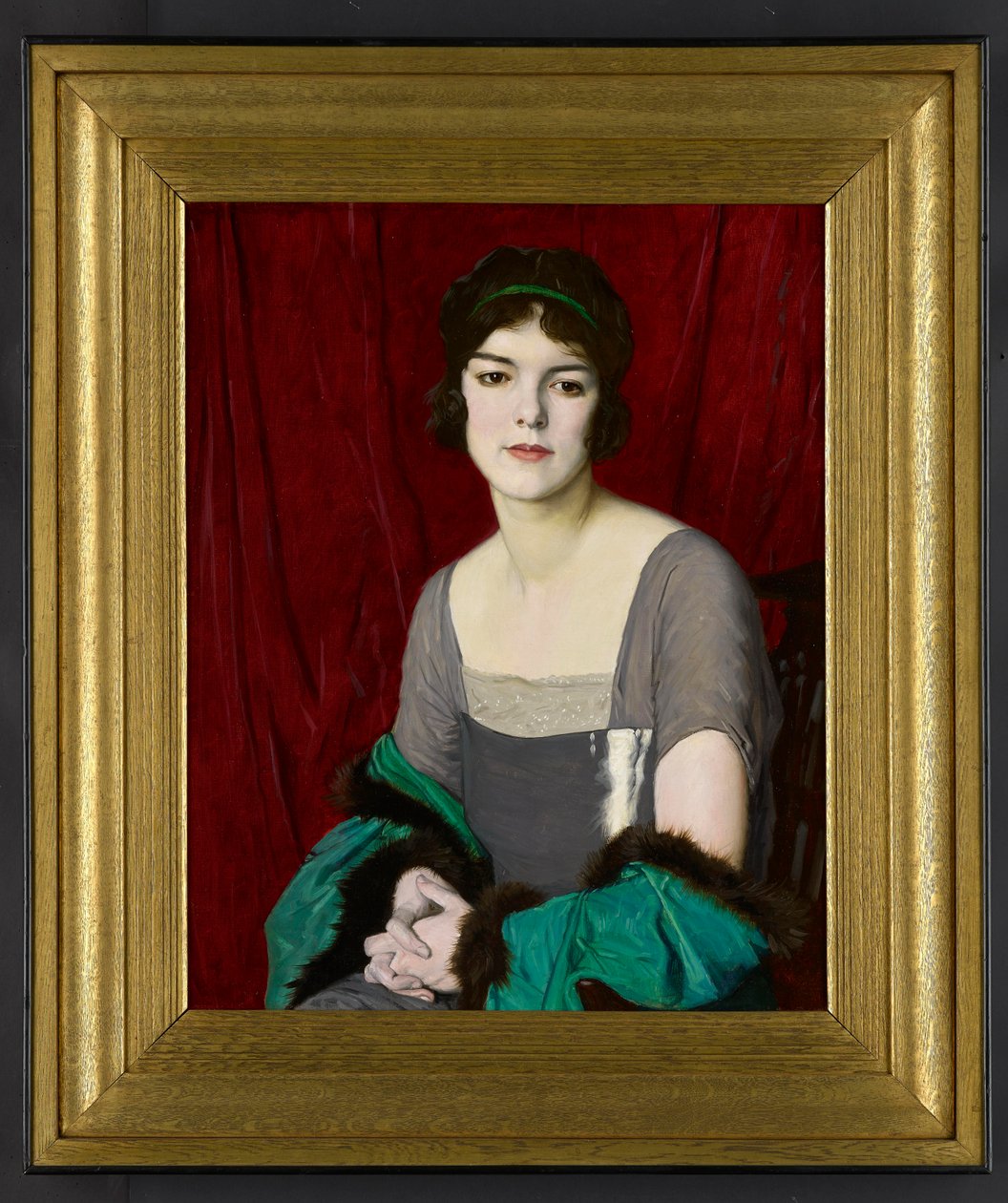 The Green Cloak, Retrato da atriz Miss Barbara Horder, 1918 de William Strang