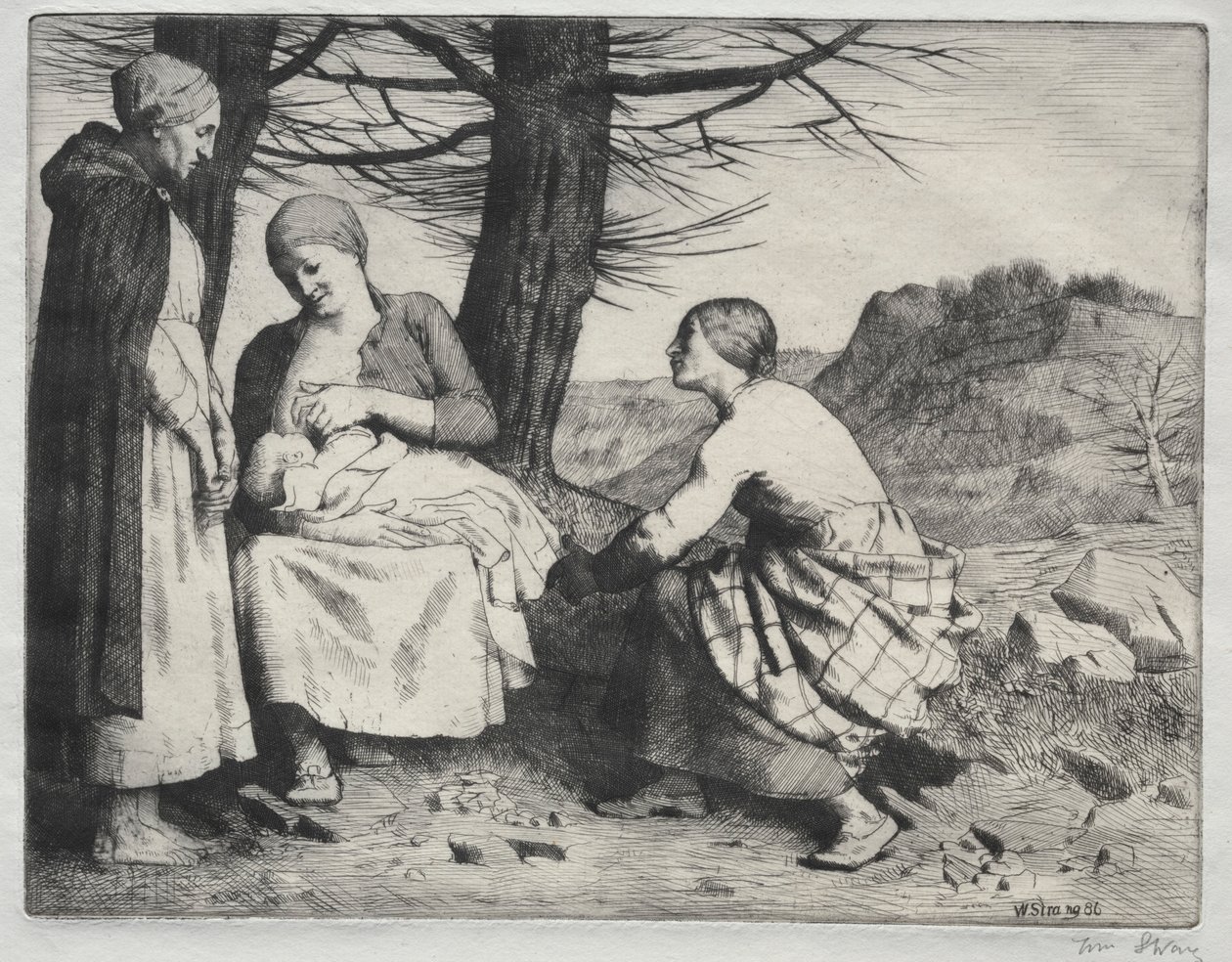 Mulher e criança, c. 1886 de William Strang