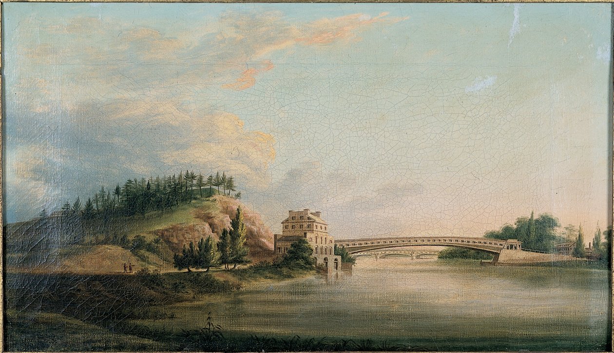 Vista de uma ponte sobre o rio Schuylkill, c.1815 de William Strickland