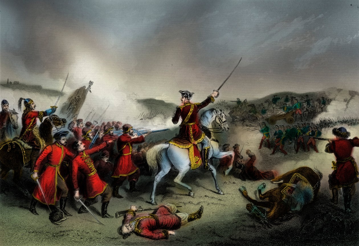 Batalha de Pultowa, Grande Guerra do Norte (impressão) de William T. Hulland