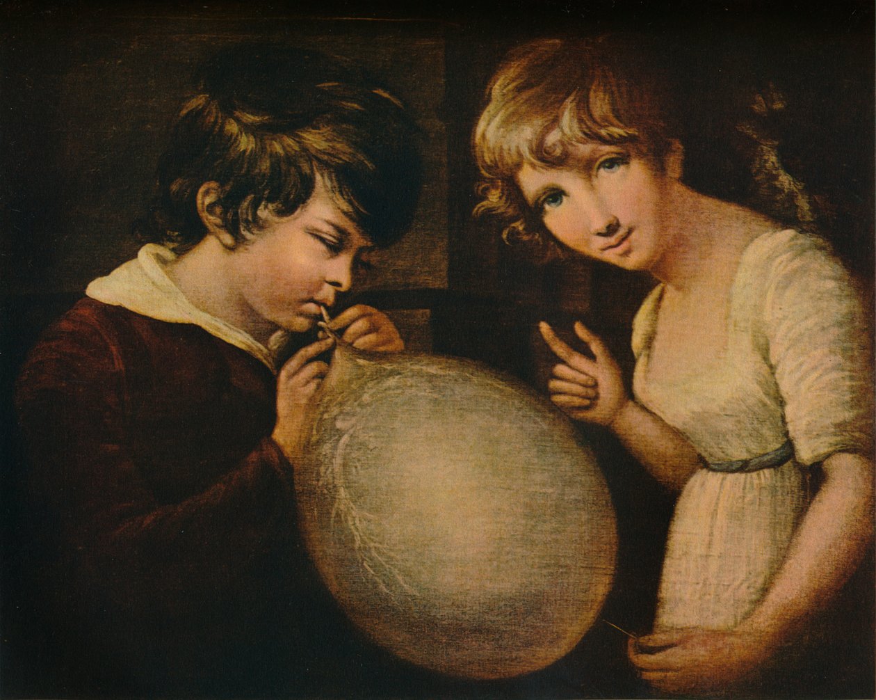 Menino e menina com uma bexiga, século x18 de William Tate