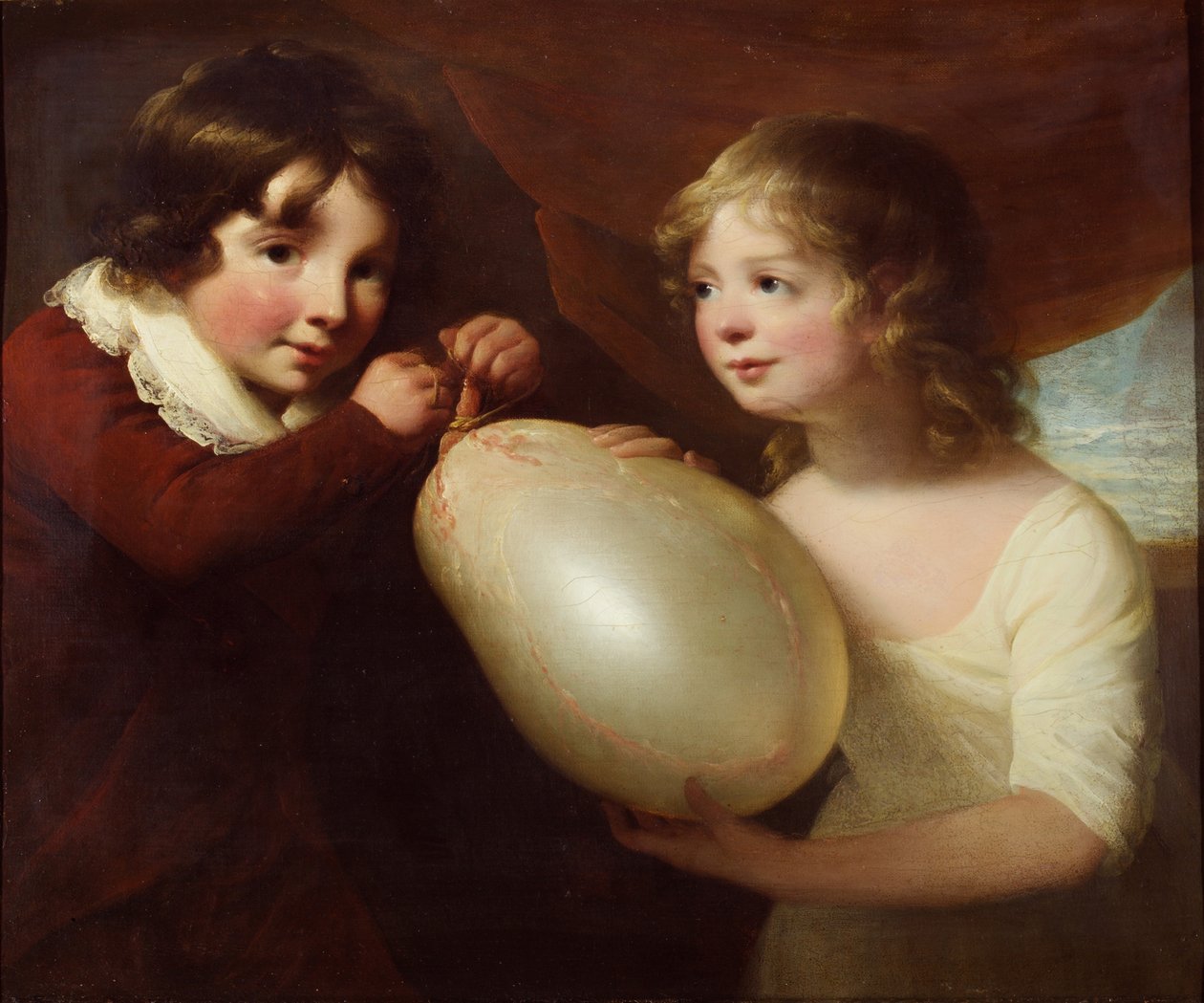 Duas crianças com bexiga de porco (óleo sobre tela) de William Tate