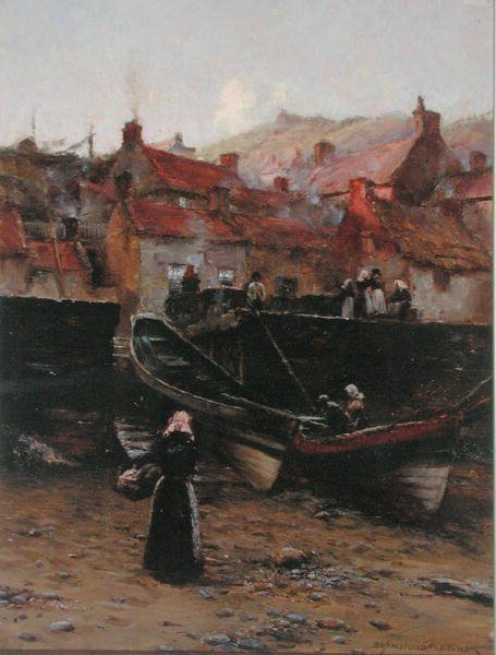 Quayside at Staithes, Yorkshire (óleo sobre tela) de William Teulon Blandford Fletcher