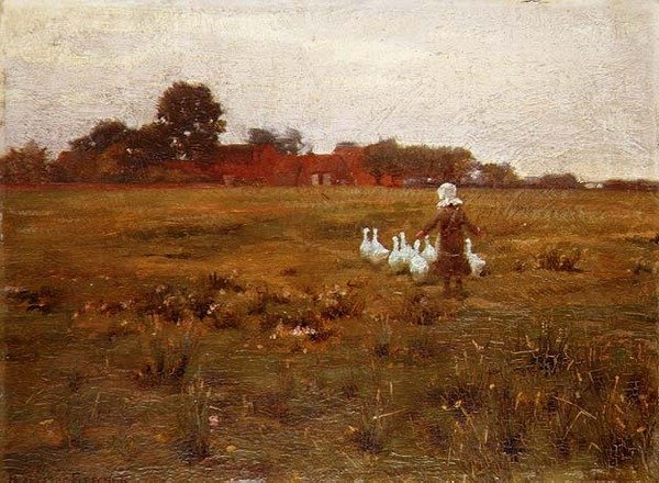 A Goose Girl (óleo) de William Teulon Blandford Fletcher