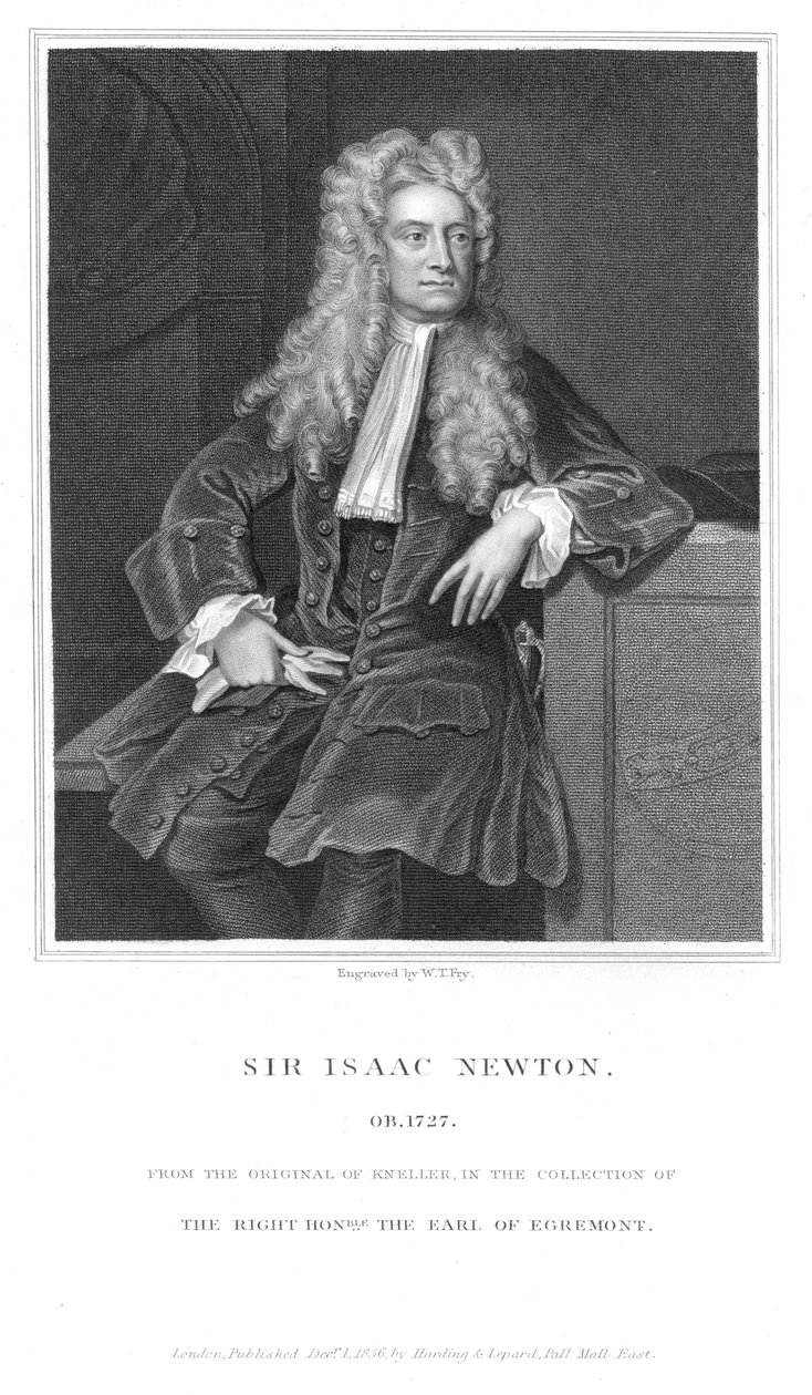 Isaac Newton, matemático e físico inglês, 1836 de William Thomas Fry