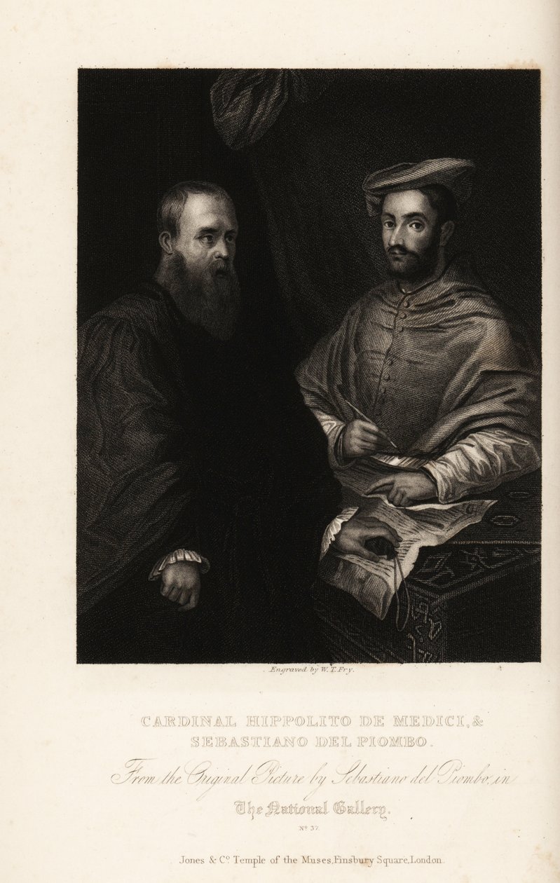Retrato de Sebastiano del Piombo, pintor italiano do Alto Renascimento e dos primeiros tempos do Maneirismo, cerca de 1485-1547, com o Cardeal Ippolito de
