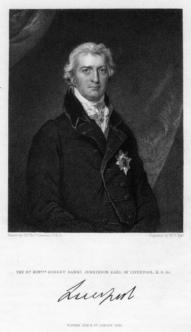 Robert Jenkinson, 2º Conde de Liverpool, político britânico e Primeiro Ministro, 1835. de William Thomas Fry