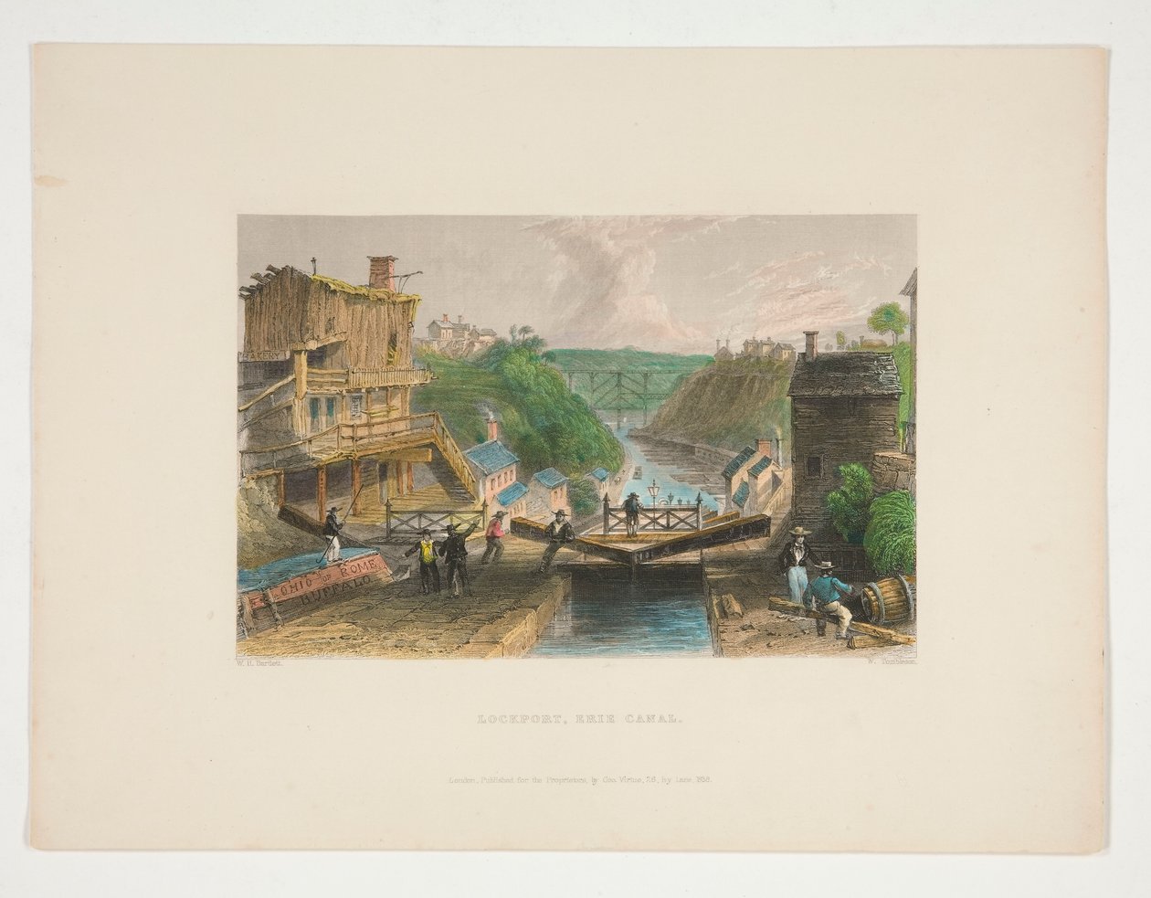 Lockport, Erie Canal, ilustração para Nathaniel Parker Willis de William Tombleson