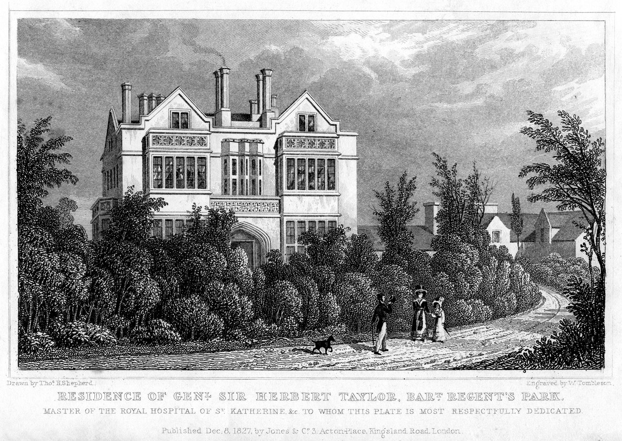Residência do general Sir Herbert Taylor, Baronet, Regents Park, Londres, 1827. de William Tombleson
