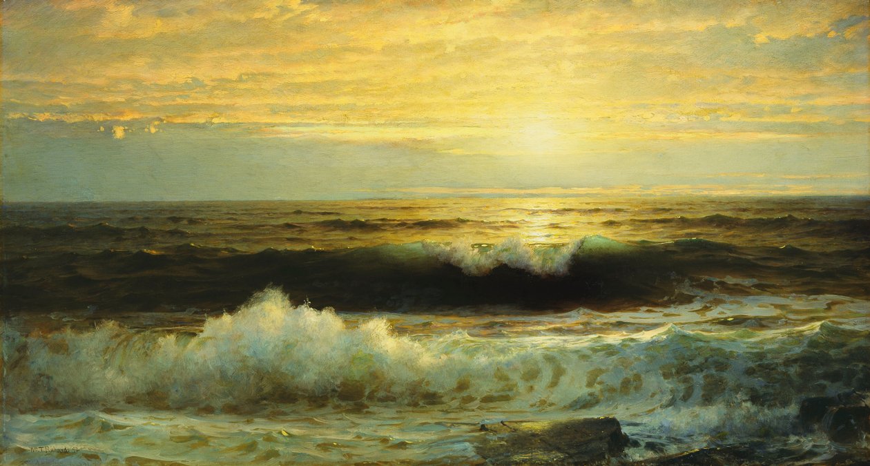 Um pôr do sol laranja minguante, 1897 de William Trost Richards