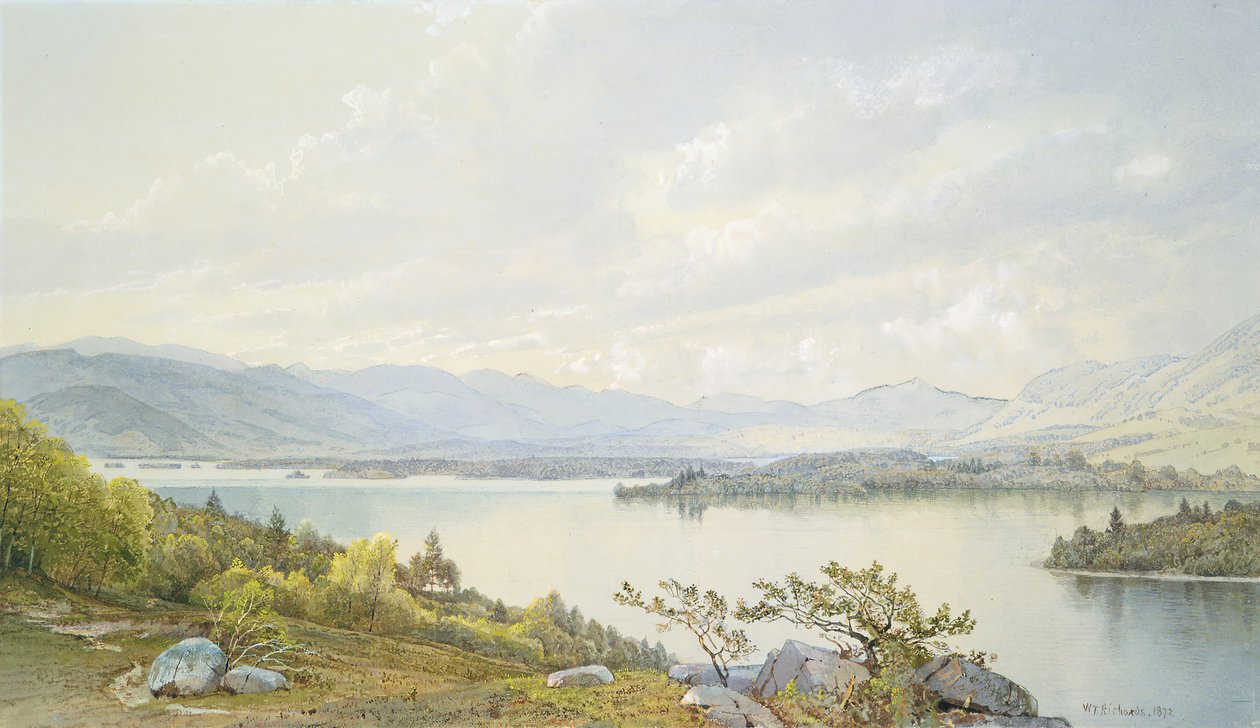 Squam do lago e as montanhas do sanduíche, 1872. de William Trost Richards