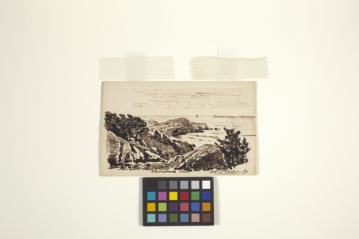 Seascape (caneta e tinta sobre papel de creme tecida) de William Trost Richards