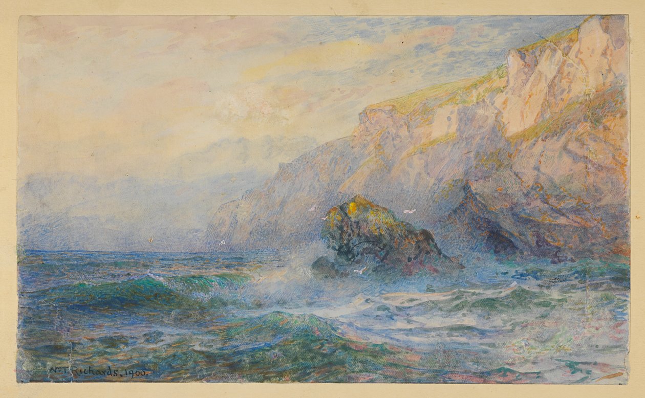 Estudo após "At Icart Point, Guernsey" de William Trost Richards