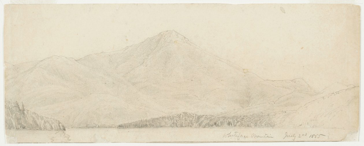 Whiteface Mountain, 1855 (grafite em papel tufado) de William Trost Richards