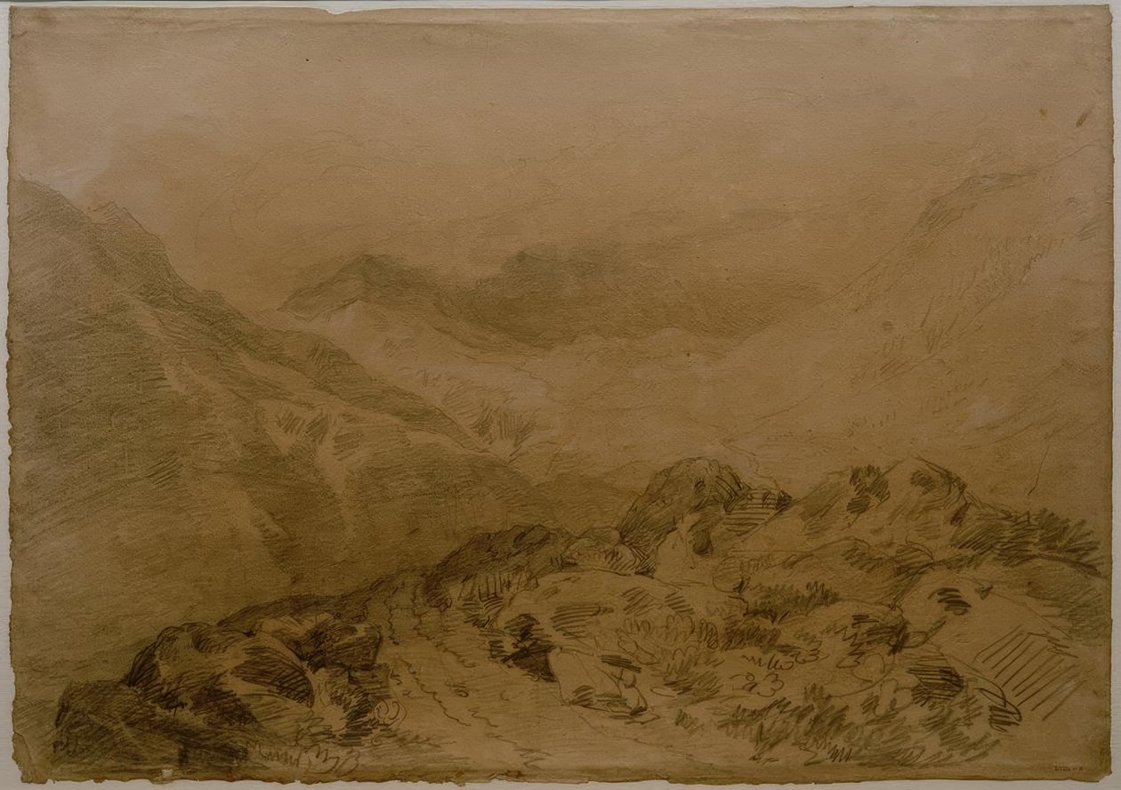 Uma passagem rochosa entre montanhas (Glen Croe, com declives de Ben Arthur: Ben an Lochain) de Joseph Mallord William Turner