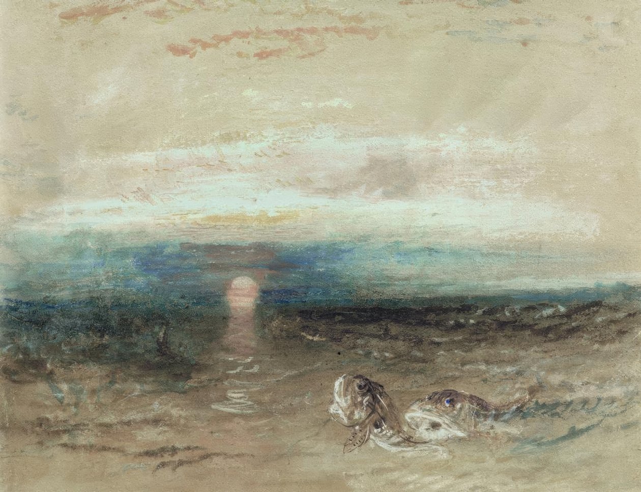 Pôr do sol sobre o mar com macas de Joseph Mallord William Turner