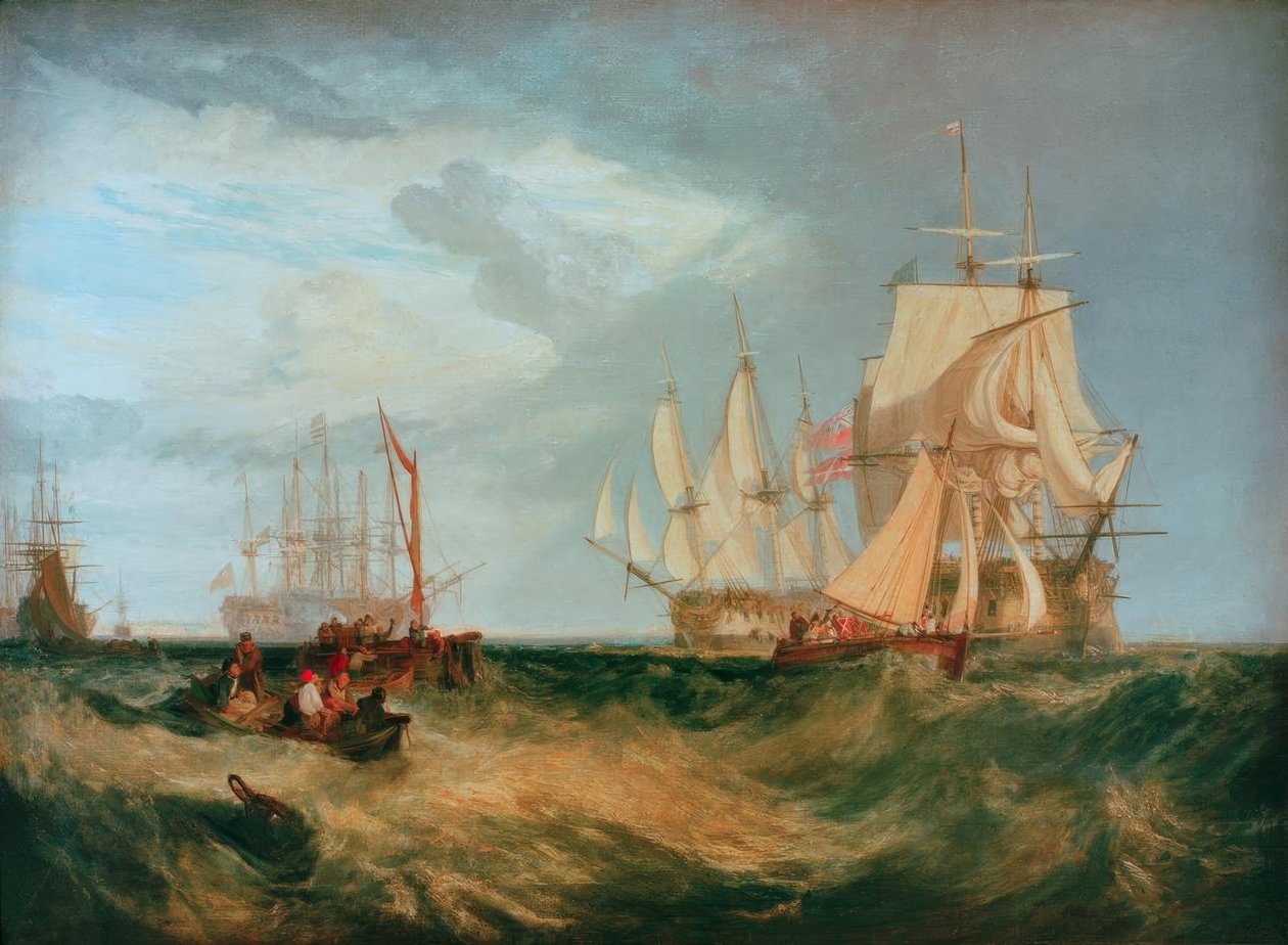 Spithead: Tripulação do barco recuperando uma âncora de Joseph Mallord William Turner