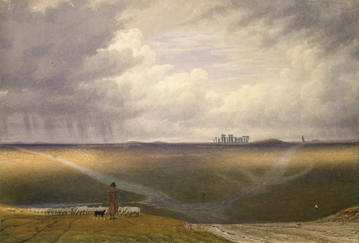 Stonehenge-A Showery Day, início do século XIX de Joseph Mallord William Turner