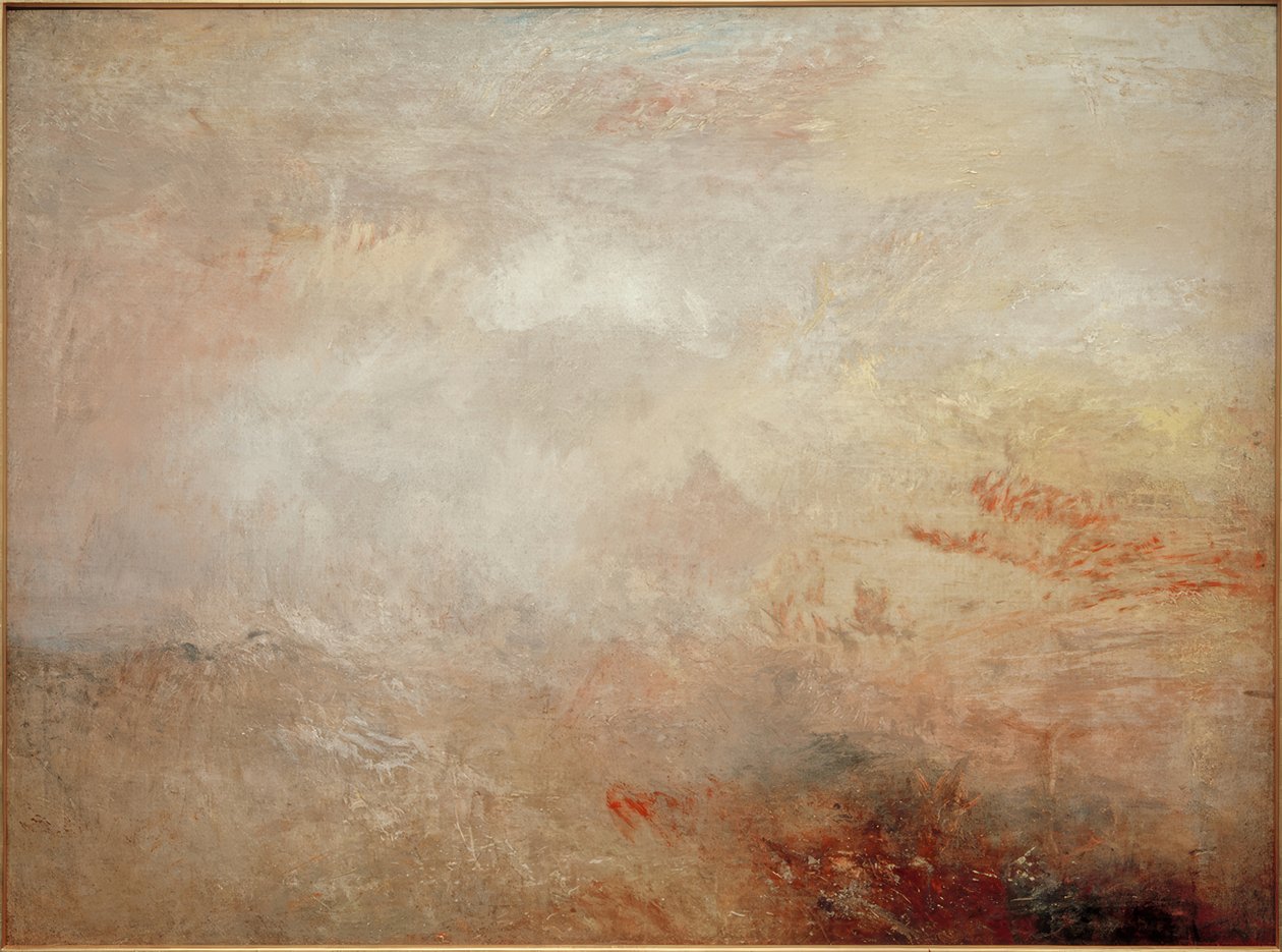 Mar tempestuoso com golfinhos de Joseph Mallord William Turner
