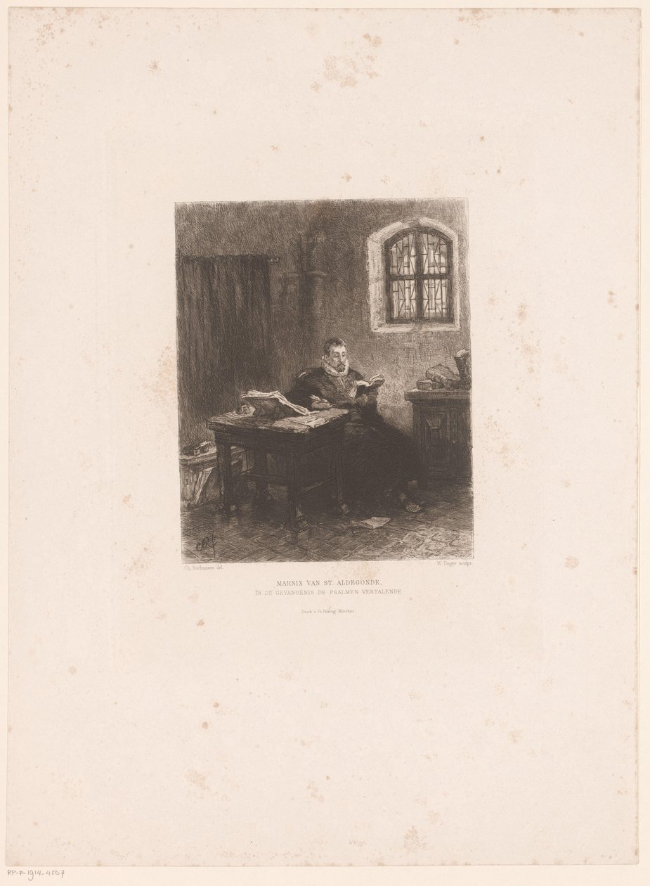 Filipe de Marnix de St Aldegonde na prisão
Marnix de St Aldegonde, na prisão a traduzir os salmos (título sobre o objecto) de William Unger