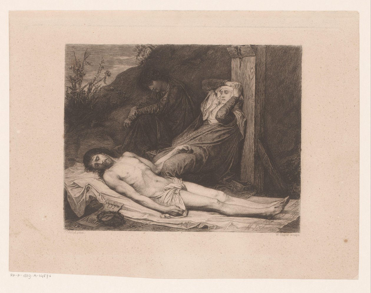 Maria e João Baptista de luto pelo corpo de Cristo de William Unger