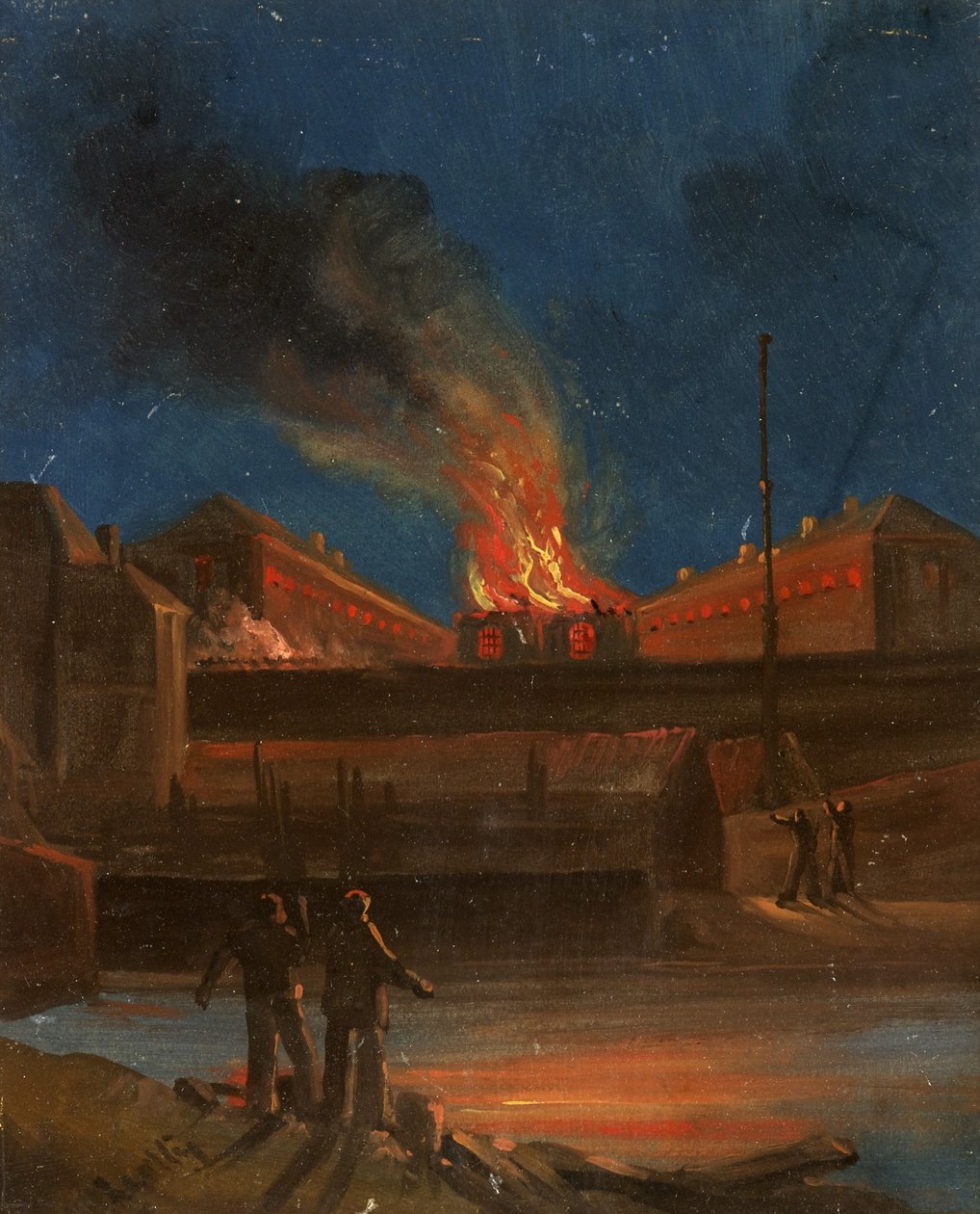 Bristol Riots: The Gaol Burning, c.1831 (óleo sobre papel) de William W. Wheatley