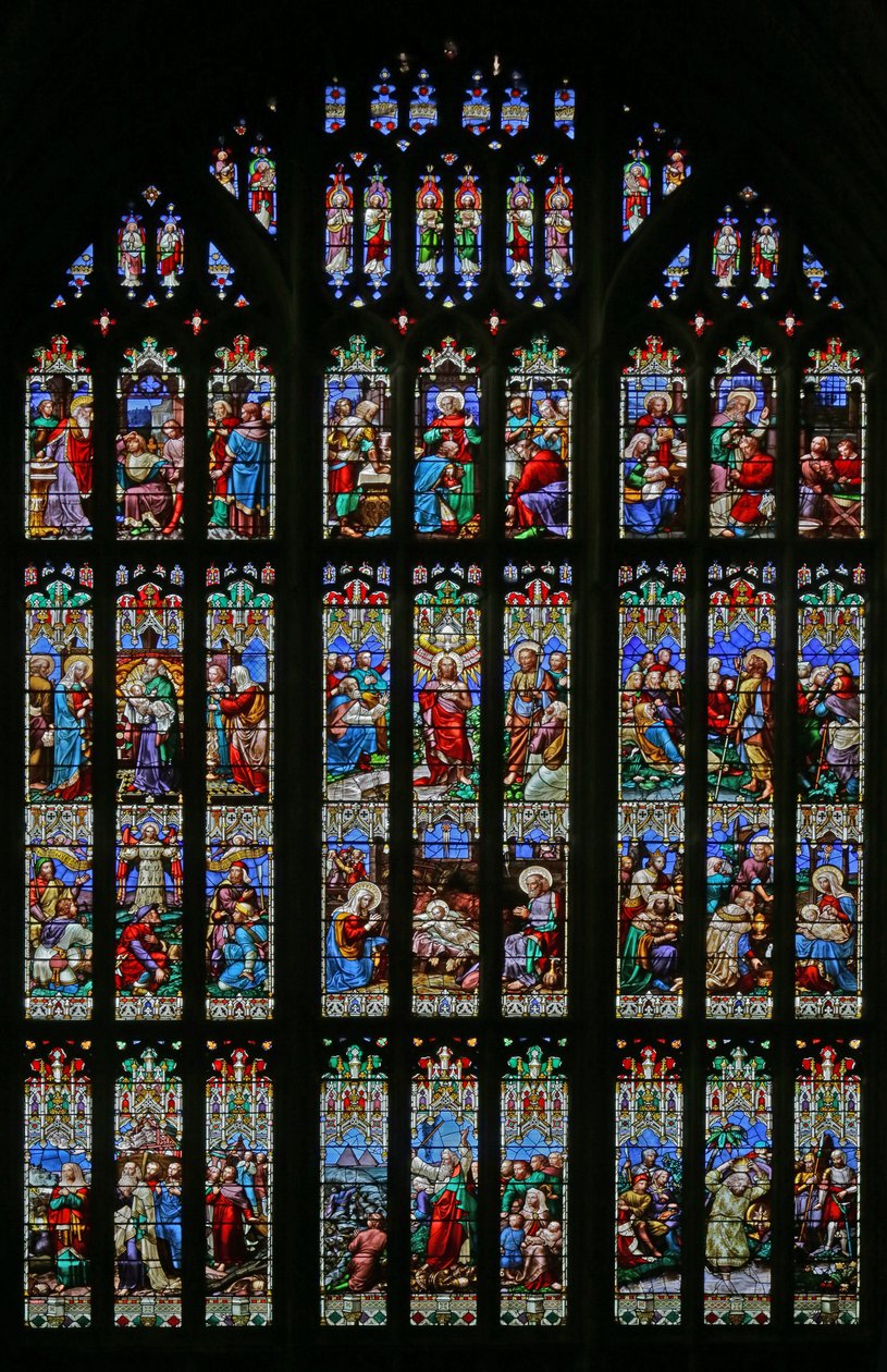 A Natividade e o tema do Baptismo, 1859 (vitral) de William Wailes