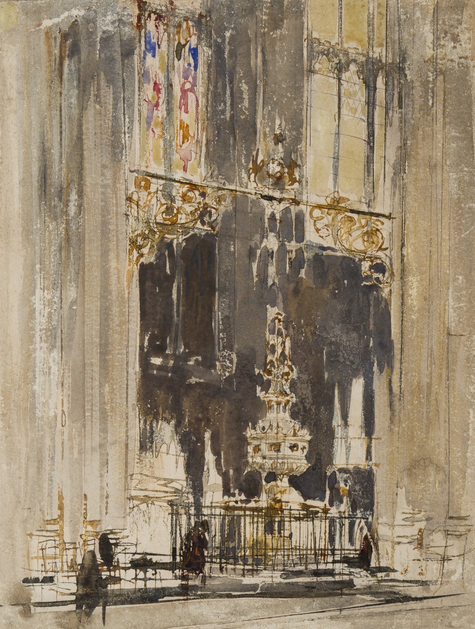 Capela e Fonte (lápis, wc e goma arábica sobre papel) de William Walcot