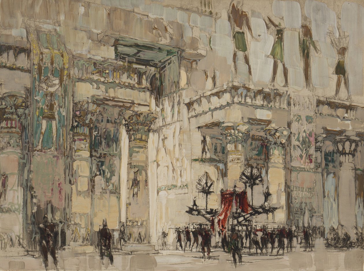 Possivelmente uma versão da Visita ao Templo de Isis, 1916 (óleo sobre a gravura no papel) de William Walcot