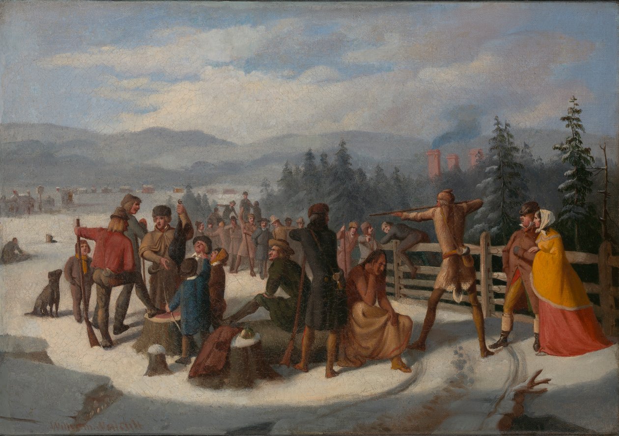 Cenas do Pioneers by Cooper, Deerslayer no Shooting Match, ca. 1850. de William Walcutt